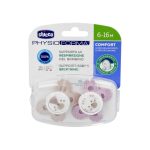 Chicco Silicone Pacifier Physio Comfort 2 Pcs – Girl, 6–16 Months, Orthodontic Soother