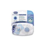 Chicco Physio Forma Light Night Pacifiers 2–6M – Baby Boy Silicone Orthodontic Soothers, 2-Pack