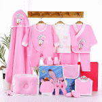 Banjvall Unisex Baby Layette Premium Cotton Clothes Accessories Gift Set Newborn to 3 Months – Bunny – Pink