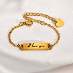 Mooli 'I LOVE YOU" Baby Bracelet Stainless Steel Ideal For Christening & Birthday Gift - Gold Plated