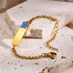Mooli Baby Bracelet Hypoallergenic Blue Bear Stainless Steel – Gold Plated