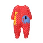 Kexta - Arter's 100% Cotton Baby Sleepsuit Giraffe & Elephant - Ideal For Photoshoots, Special Occasions, Or Daily Outfits