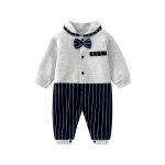 Arter’s 100% Cotton Baby Sleepsuit With Bowtie- Striped - Soft & Stylish Sleepwear for Infants