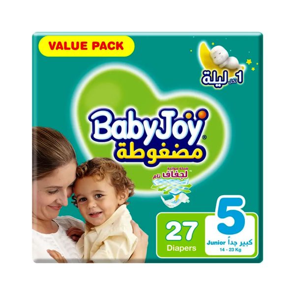BabyJoy Compressed Diamond Pad Diaper Size 5 - Large - (14-23kg) - 27 Diapers