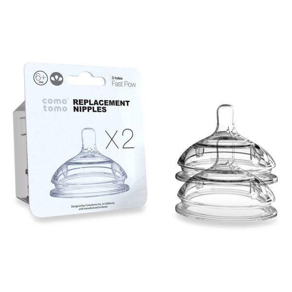 Comotomo Replacement Nipples in Fast Flow for Ages 6+ Months