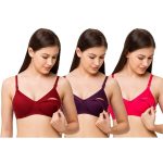 MomToBe Woman's Cotton Multicolor Maternity Bra Combo - Pack of 3
