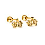 Ason Kexta Stylish And Cute Gold Coloured Steel Ball Screw Earrings - Ideal For Parties, Weddings, And Festive Occasions