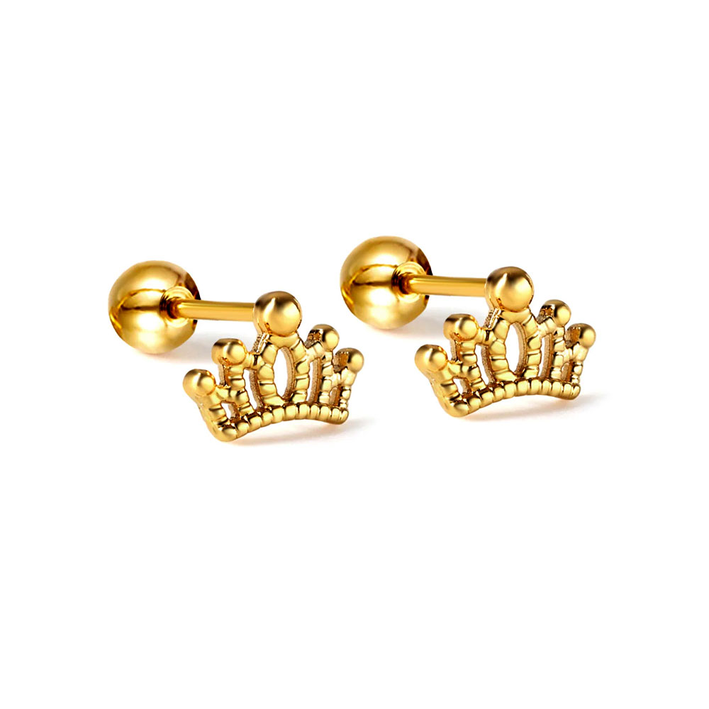 10000502455-1 Ason Kexta Stylish And Cute Gold Coloured Steel Ball Screw Earrings - الصورة 1