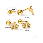 ⁦Ason Kexta Stylish And Cute Gold Coloured Steel Ball Screw Earrings⁩ - الصورة ⁦5⁩