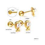 ⁦Ason Kexta Stylish And Cute Gold Coloured Steel Ball Screw Earrings⁩ - الصورة ⁦6⁩