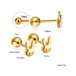 ⁦Ason Kexta Stylish And Cute Gold Coloured Steel Ball Screw Earrings⁩ - الصورة ⁦7⁩