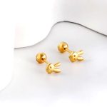 ⁦Ason Kexta Stylish And Cute Gold Coloured Steel Ball Screw Earrings⁩ - الصورة ⁦4⁩