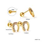 ⁦Ason Kexta Stylish And Cute Gold Coloured Steel Ball Screw Stud Earrings⁩ - الصورة ⁦4⁩