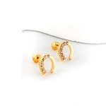 ⁦Ason Kexta Stylish And Cute Gold Coloured Steel Ball Screw Stud Earrings⁩ - الصورة ⁦3⁩