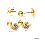 ⁦Ason Kexta Stylish And Cute Gold Coloured Steel Ball Screw Stud Earrings⁩ - الصورة ⁦5⁩
