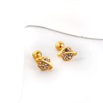 ⁦Ason Kexta Stylish And Cute Gold Coloured Steel Ball Screw Stud Earrings⁩ - الصورة ⁦2⁩