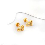 Ason Kexta Stylish And Cute Gold Coloured Stud Earrings - Image 4