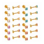 Ason Kexta Stylish And Cute Assorted Square Gold Plated Earrings – Size – 3mm - Suitable For All Ages For Both Casual And Semi-formal Wear
