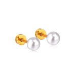 Ason Kexta Stylish And Cute Golden White Pearl Earrings - Size - 4mm - Suitable For Both Casual And Semi-formal Wear