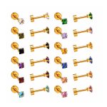 Ason Kexta Stylish And Cute Assorted Square Gold Plated Earrings – Size – 3mm - Suitable For All Ages For Both Casual And Semi-formal Wear