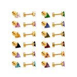 Ason Kexta Stylish And Cute Assorted Triangular Gold Plated Earrings – Size – 4mm - Suitable For All Ages For Both Casual And Semi-formal Wear
