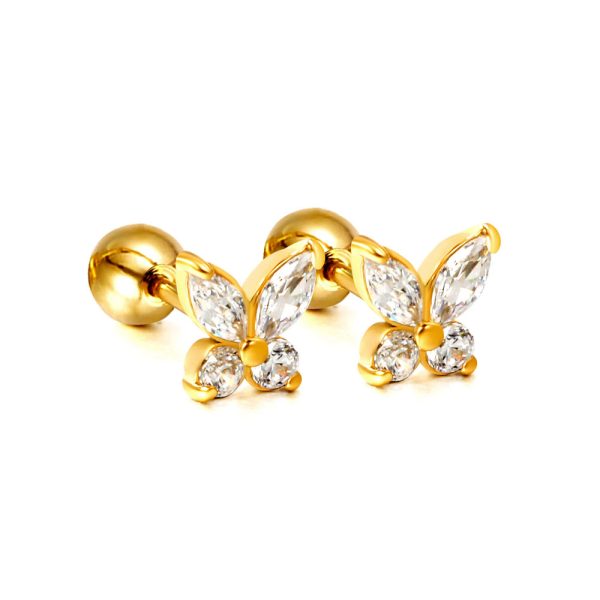 Ason Kexta Stylish And Cute Gold Coloured Screwback Butterfly Earrings