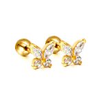 Ason Kexta Stylish And Cute Gold Coloured Screwback Butterfly Earrings - Gift For Birthdays, Anniversaries, Or Special Moments