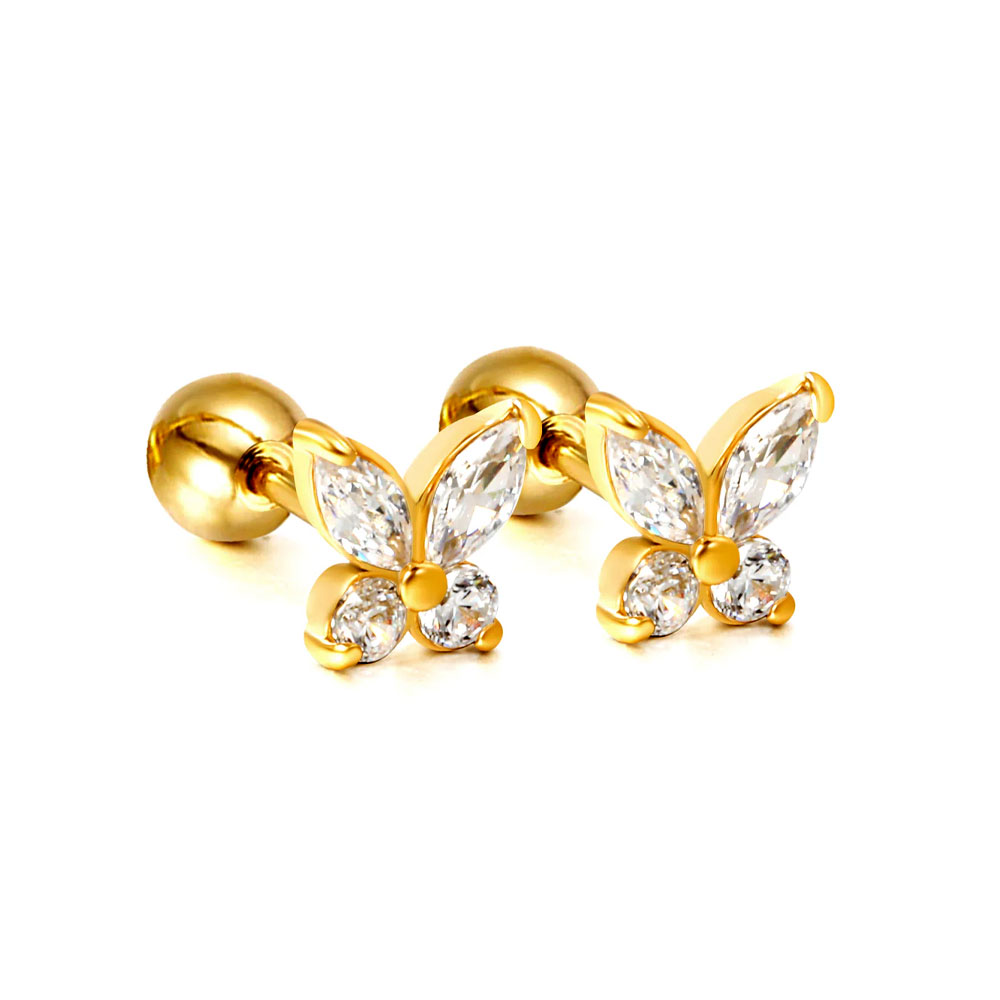 10000502477-1 Ason Kexta Stylish And Cute Gold Coloured Screwback Butterfly Earrings - الصورة 1