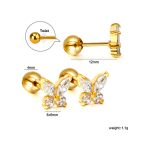 ⁦Ason Kexta Stylish And Cute Gold Coloured Screwback Butterfly Earrings⁩ - الصورة ⁦4⁩