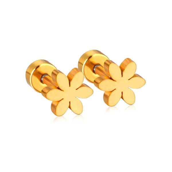 Ason Kexta Trendy Style Golden Screw Flower Earrings