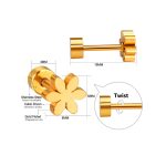 ⁦Ason Kexta Trendy Style Golden Screw Flower Earrings⁩ - الصورة ⁦3⁩