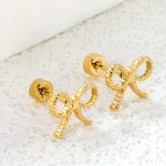 ⁦Ason Kexta Stylish And Cute Screw Plug Bow Earrings - Size -  0.8*8mm⁩ - الصورة ⁦2⁩