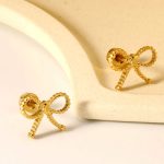⁦Ason Kexta Stylish And Cute Screw Plug Bow Earrings - Size -  0.8*8mm⁩ - الصورة ⁦3⁩