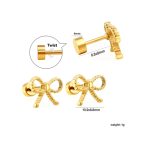 ⁦Ason Kexta Stylish And Cute Screw Plug Bow Earrings - Size -  0.8*8mm⁩ - الصورة ⁦4⁩