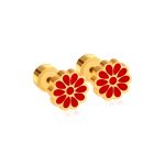 Ason Kexta Stylish And Cute Dark Red PVD Gold Pat Plug Earrings - Size - 9mm