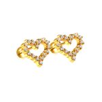 Ason Kexta Heart PVD Gold With Small Stones Hoop Earrings - Size - 11.2*10mm - Ideal For Parties, Weddings, And Festive Occasions