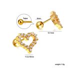⁦Ason Kexta Heart PVD Gold With Small Stones Hoop Earrings - Size - 11.2*10mm⁩ - الصورة ⁦3⁩