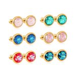 Ason Kexta Round Crushed Stone Ombre Screwback Assorted Earrings - 6 Pairs - Gift For Birthdays, Anniversaries, Or Special Moments
