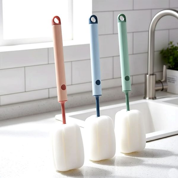 Hanso Long Handle Removable Sponge Head Baby Bottle Brush