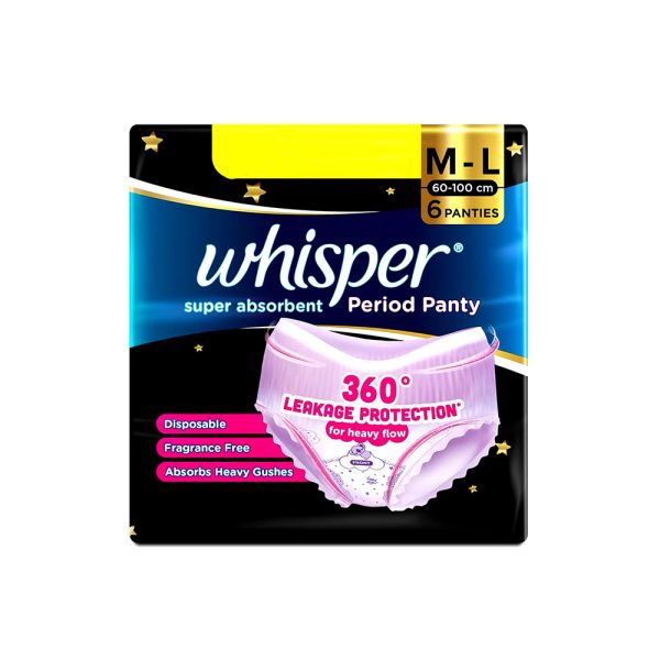 Whisper Super Absorbent Period Panty M-L (60-100CM) 6Panties