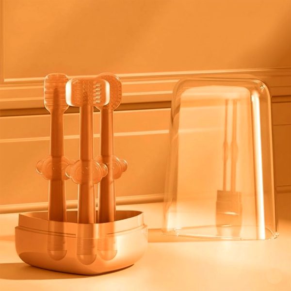 Snowie Mouth Cleaner Food Grade Liquid Silicone Brush w/ Case - Orange