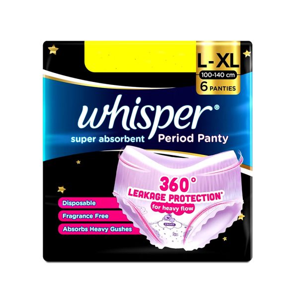 Whisper Super Absorbent Period Panty L-XL (100-140CM) - 6 Panties
