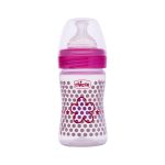 Chicco Well-Being Feeding Bottle 150ml – Pink - Baby Milk Bottle for Comfortable Feeding