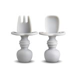 LuvLap Silicone Weaning Spoon & Fork Set - Gray