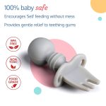 LuvLap Silicone Weaning Spoon & Fork Set - Gray - Image 2