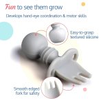 LuvLap Silicone Weaning Spoon & Fork Set - Gray - Image 4