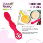 BeeBaby Smushy First Stage Silicone Dip Spoon Set 6 M+ (Pink & Yellow Pack of 2) - Image 3