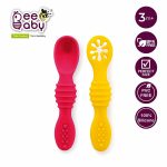 BeeBaby Smushy First Stage Silicone Dip Spoon Set 6 M+ (Pink & Yellow Pack of 2) - Image 6