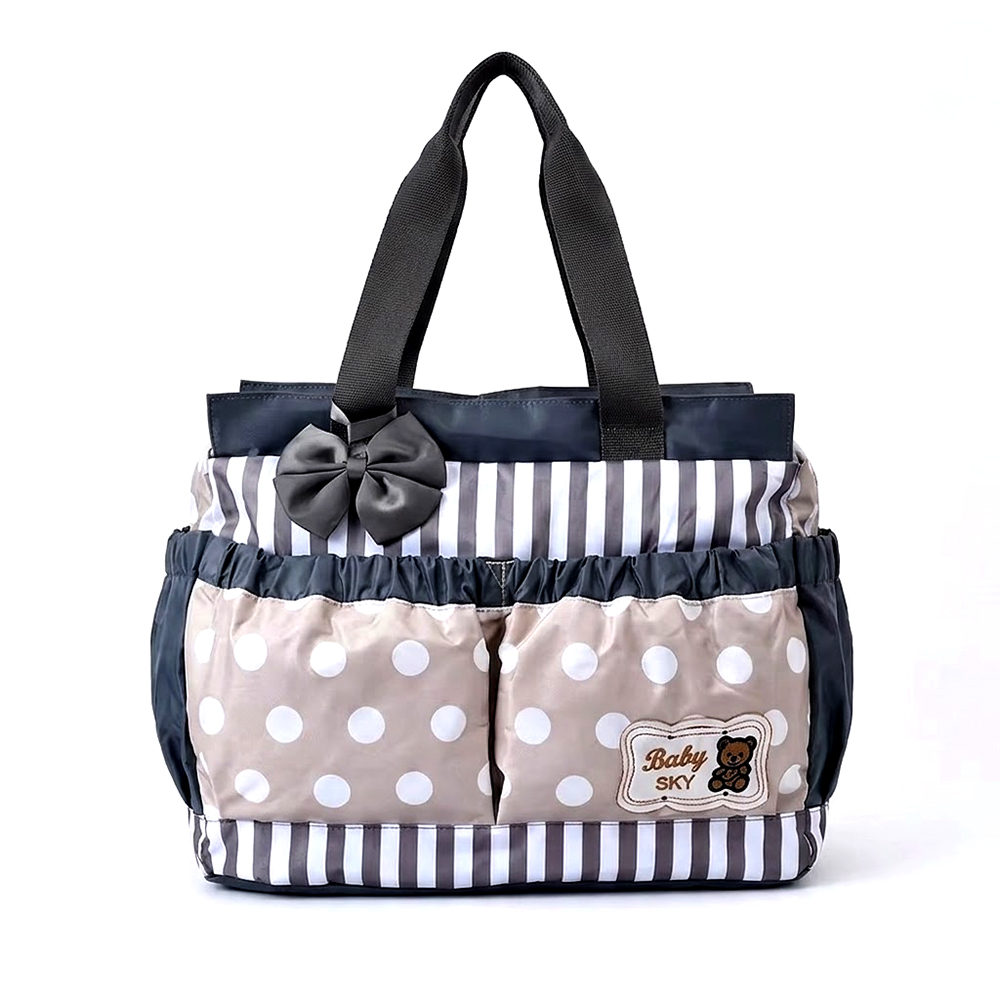 10000502715-1 KYB Trendy Portable Multi Pockets Diaper Bag - Polka Dots - Blue - Image 1