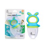 R First  Feed Bunny Nibbler Baby Fruit Feeder & Teether - For Infants 3+ Months | Green-Blue